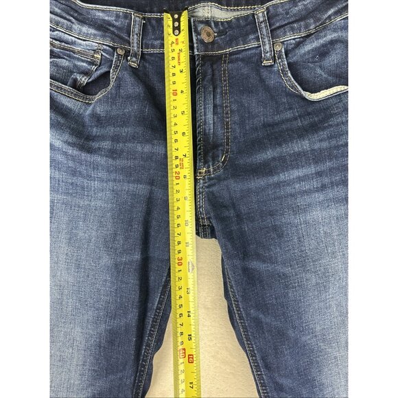 Silver Jeans Allan Mens 34x33 Blue Dark Wash Slim Straight Denim Comfort Stretch - Picture 5 of 11